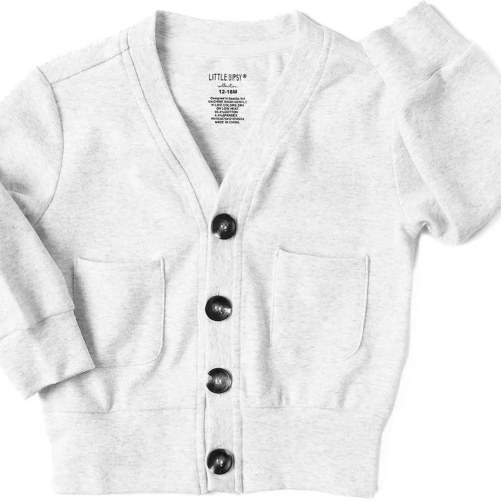 NWT Little Bipsy Gray Sweater Cardigan 0/3M